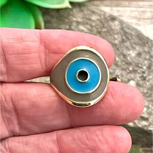 Enamel Evil eye boho gold-tone ring
